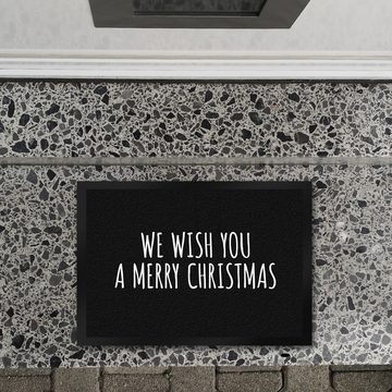 Fußmatte We wish you a merry christmas Fußmatte in schwarz weiß Weihnachten, speecheese