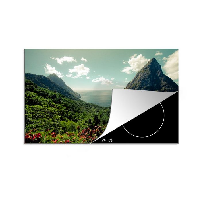 MuchoWow Herdblende-/Abdeckplatte Regenwald rund um die Pitons auf St. Lucia Vinyl (1 tlg) Ceranfeldabdeckung für die küche Induktionsmatte