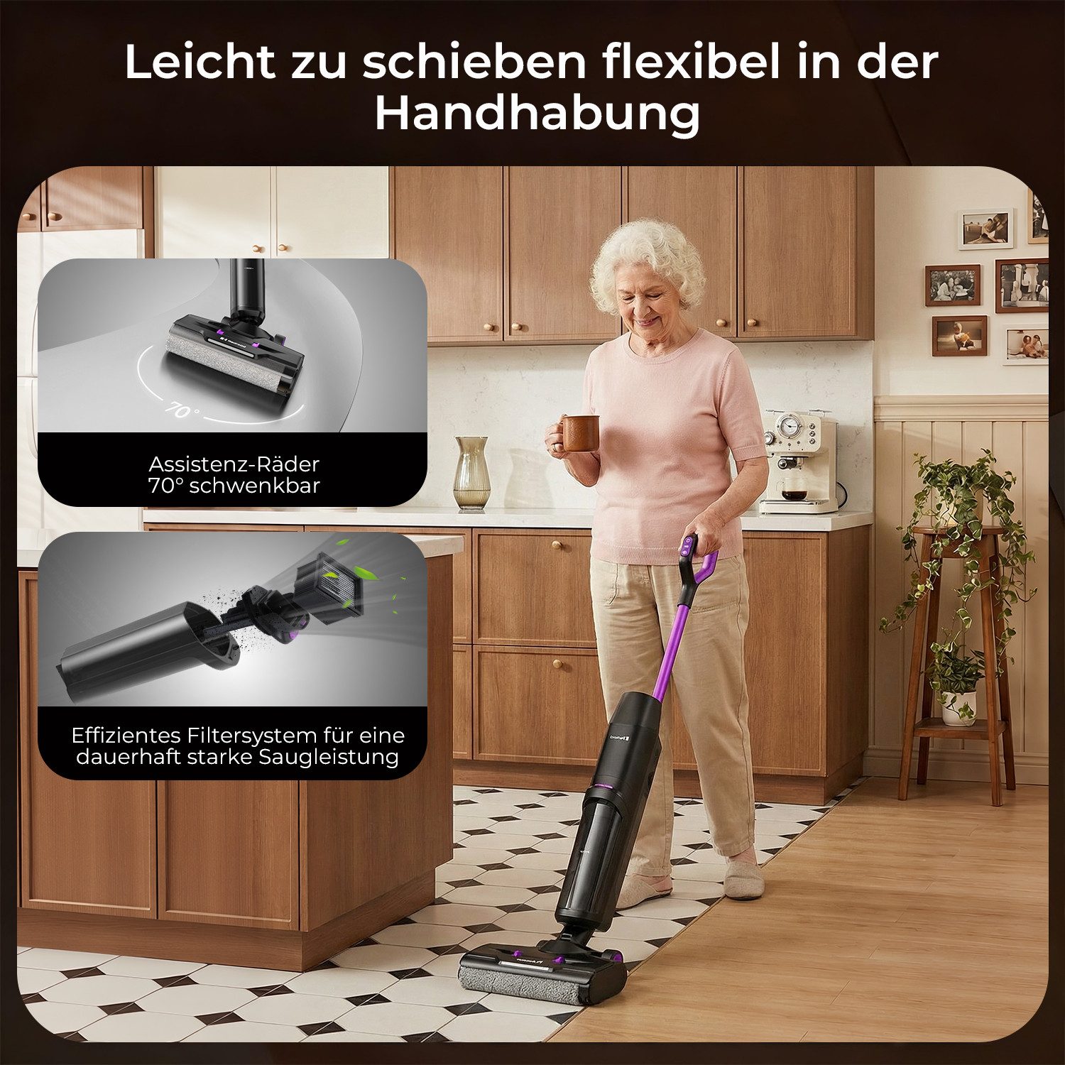 redroad Nass-Trocken-Akkusauger 2026 Saugwischer Smart 3 in 1 23kPa /450w/OLED Nass Trockensauger akku, 450 W, 40 dB/eiseIP44/OLED-Display/14X3800mhA/Nass Trockensauger akku