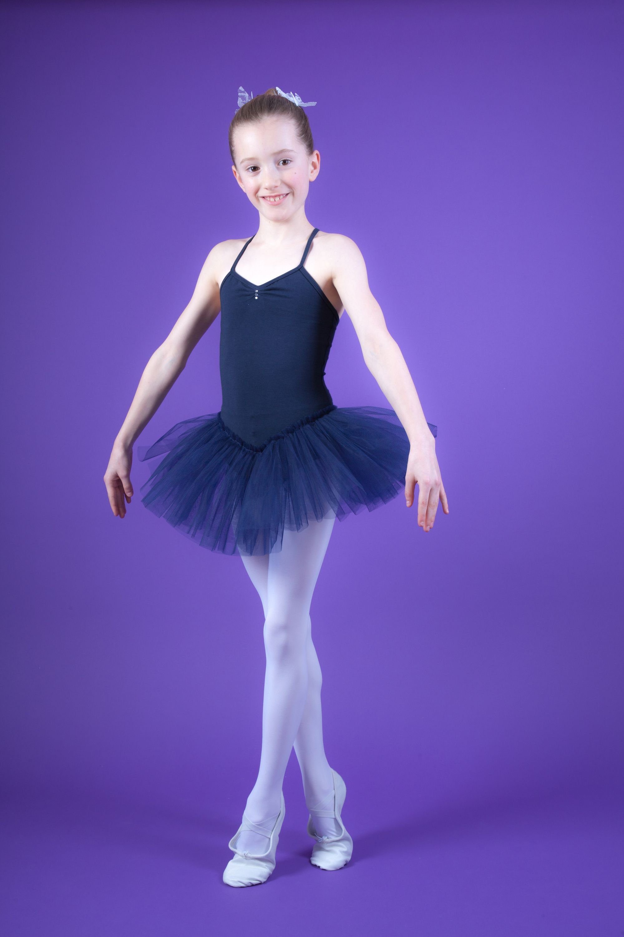 Mädchen Kim Ballettkleid Ballett marineblau tanzmuster Glitzersteinen für Tüllkleid mit Tutu