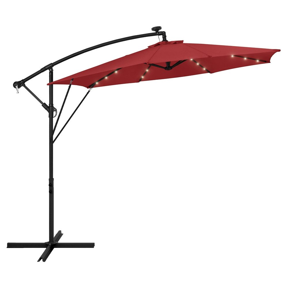 ML-DESIGN Sonnenschirm Ampelschirm mit/ohne LED Solar Ständer Abdeckung Windsicherung Ø300 cm, Gartenschirm UV50+ Sonnenschutz wasserabweisend 360° drehbar & neigbar