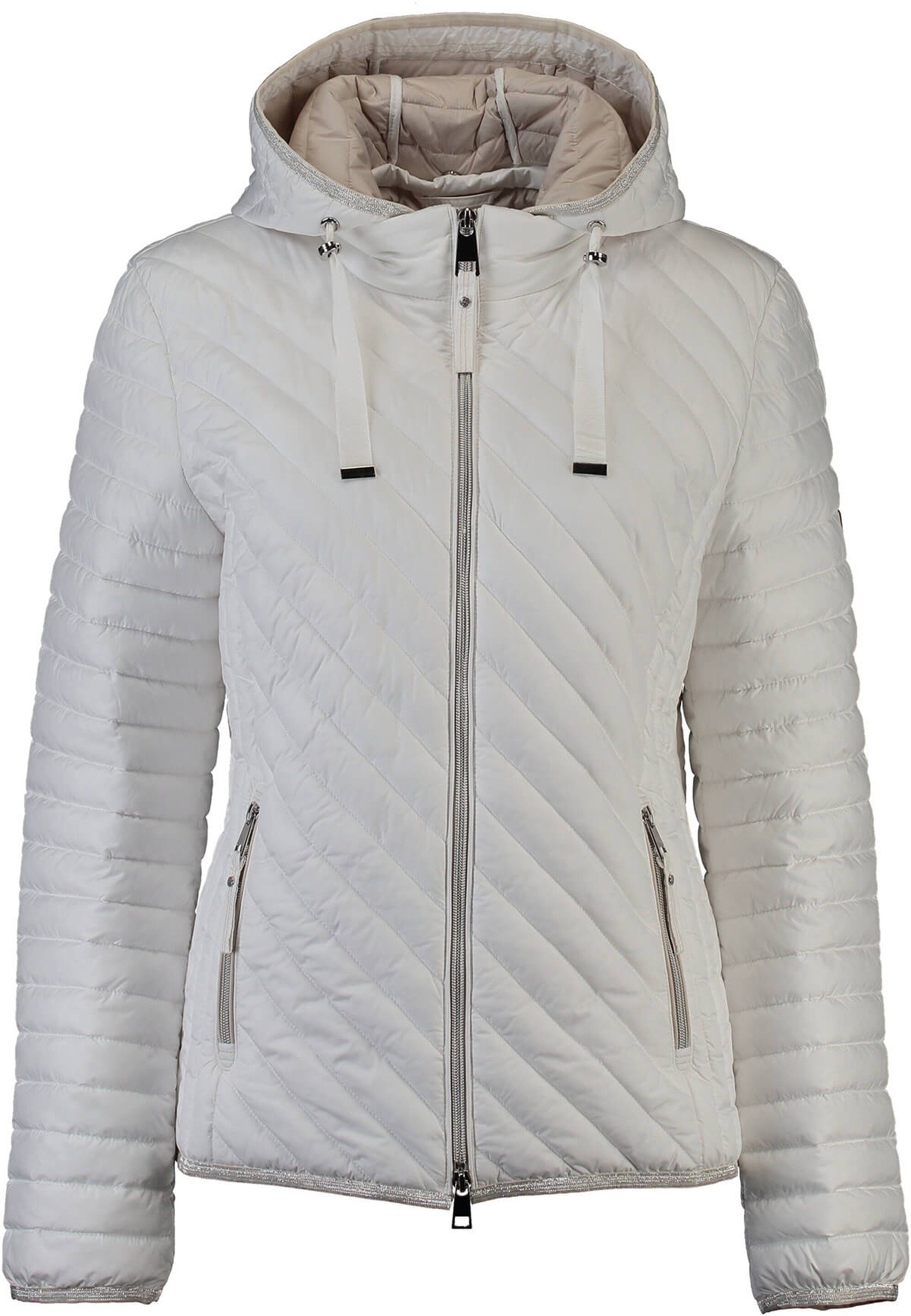 Barbara Lebek mit LEBEK offwhite Lurexabsetzung Steppjacke Steppjacke BARBARA dezenter