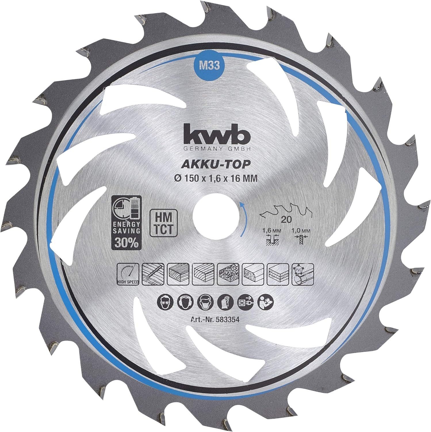 kwb Kreissägeblatt kwb Kreissägeblatt 150 x 16 mm, leichtgängig, speziell für Akkumaschin, kwb Kreissägeblatt 150 x 16 mm, leichtgängig, speziell für Akkumaschin