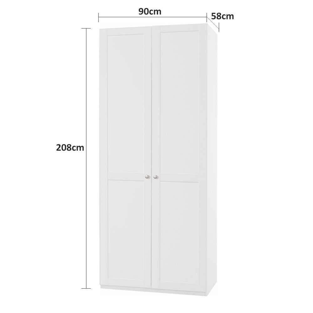 Wimex Kleiderschrank Newport (2-türig, mit Kleiderstangen, mit Einlegeböden, 1-St., moderne Optik, 2-türig, mit Kleiderstangen, mit Einlegeböden) 90x58x208cm weiß 2-türig