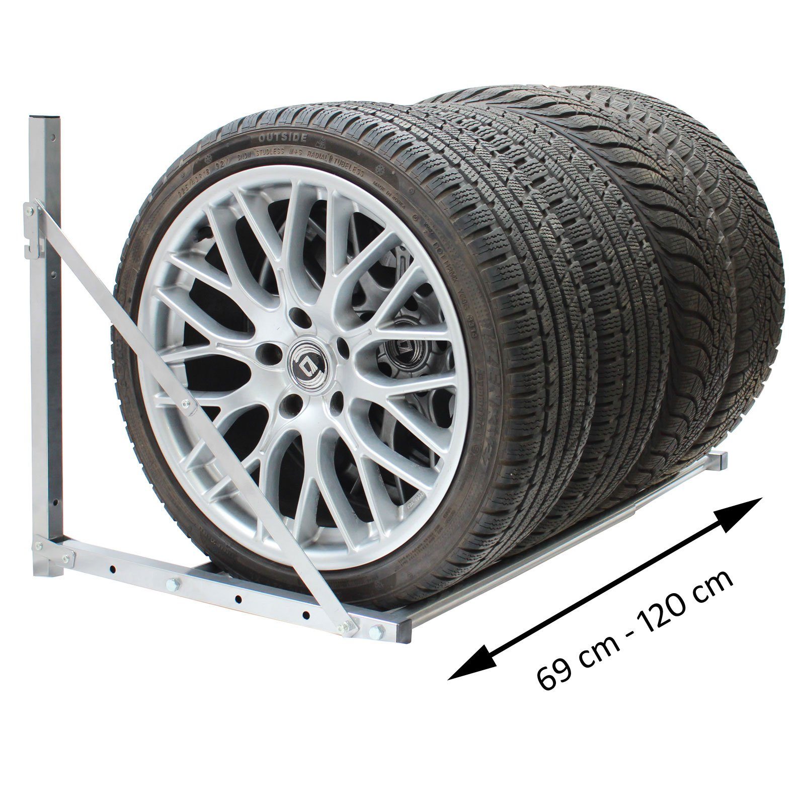 TRUTZHOLM Wandregal ausziehbar für 136 Traglast Reifenwandhalterung Räder kg 4