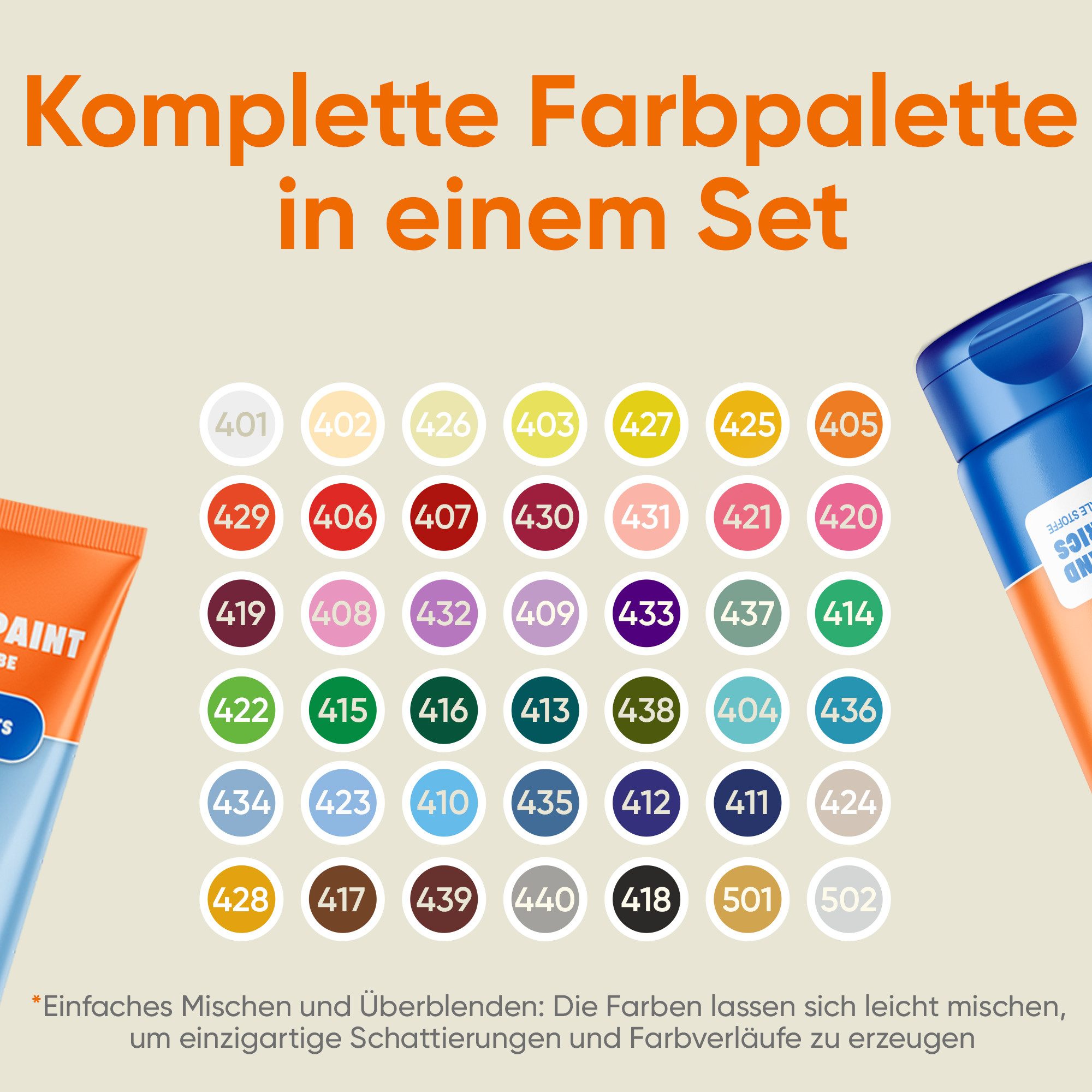 7 Artists Textilfarbe 7 Artists Textilfarbe 60 ml – Deckend für Helle & Dunkle Stoffe, Textilfarbe Waschmaschinenfest Nach Fixierung – Bild 5 von 5