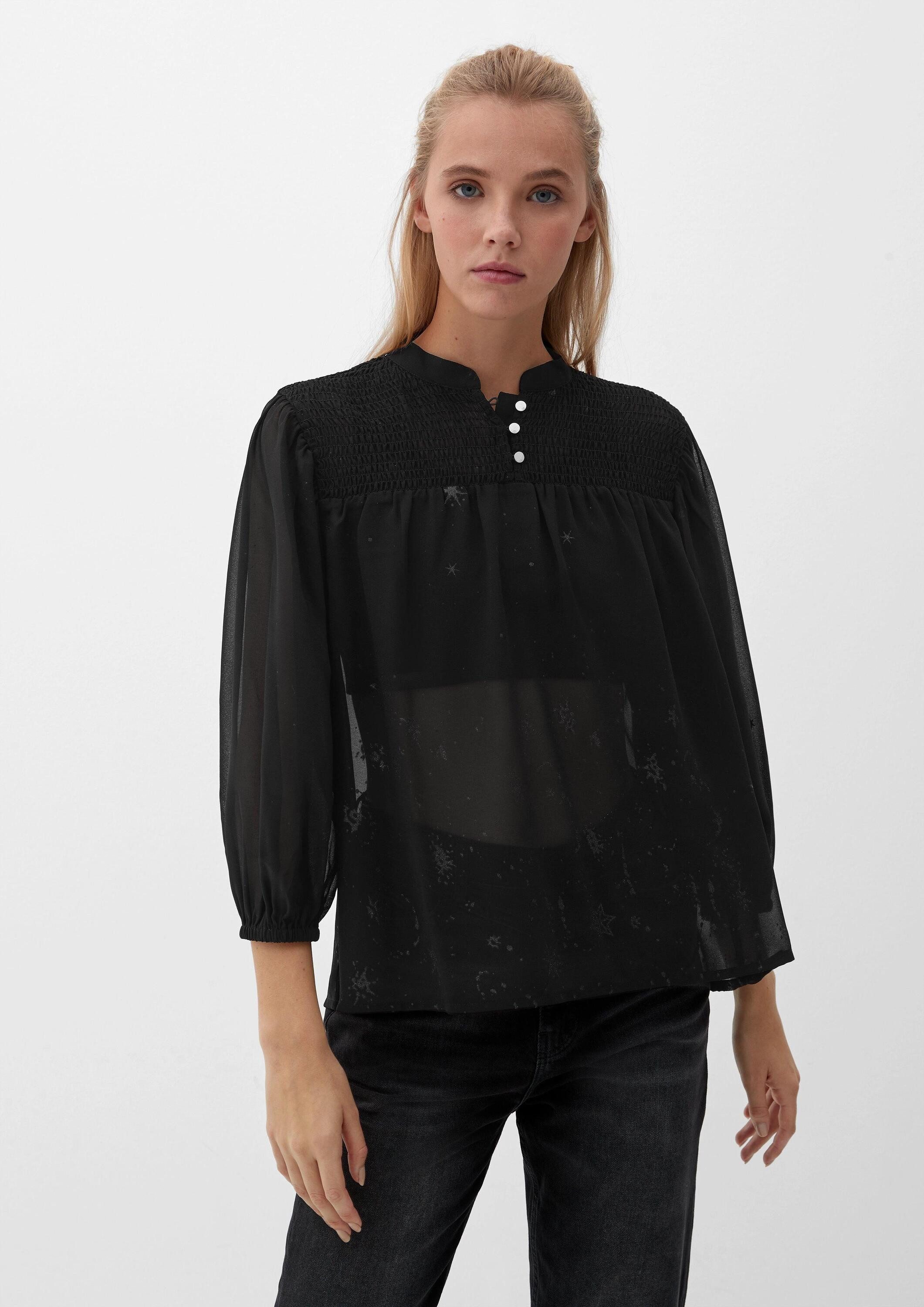 QS Kurzarmbluse Bluse Blusenshirt mit abstraktem günstig online kaufen