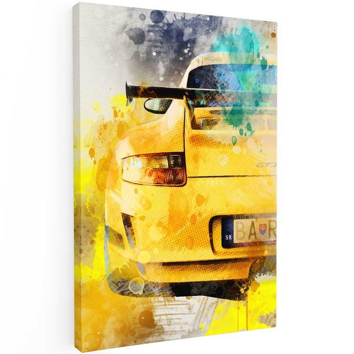 Mister-Kreativ XXL-Wandbild Half Yellow Car - Premium Wandbild Viele Größen + Materialien Poster + Leinwand + Acrylglas