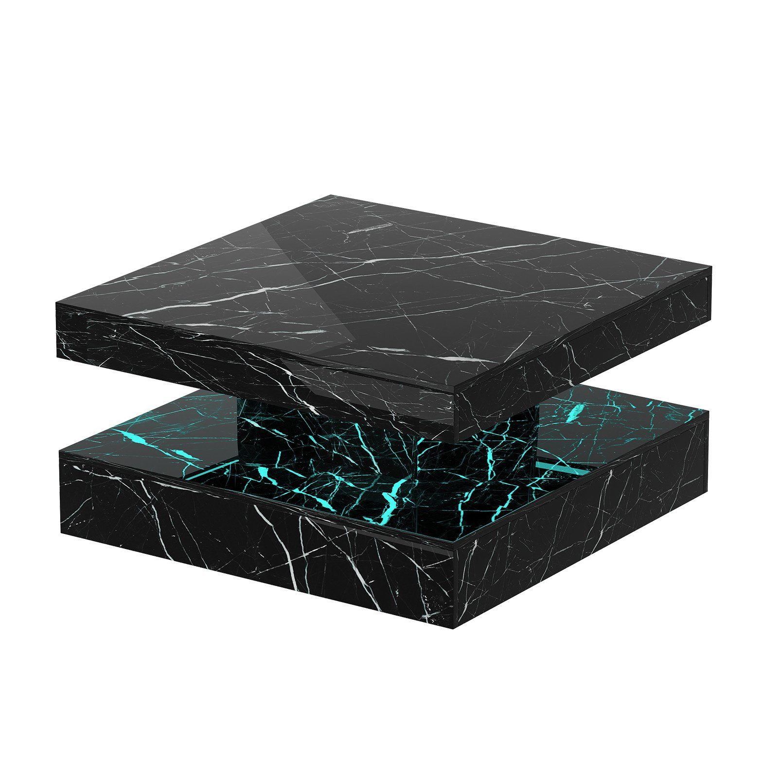 radelldar Couchtisch Quadratisch LED-Beleuchtung 2-in-1 (1-St), Moderner Wohnzimmertisch 78x78 cm mit Fernbedienung