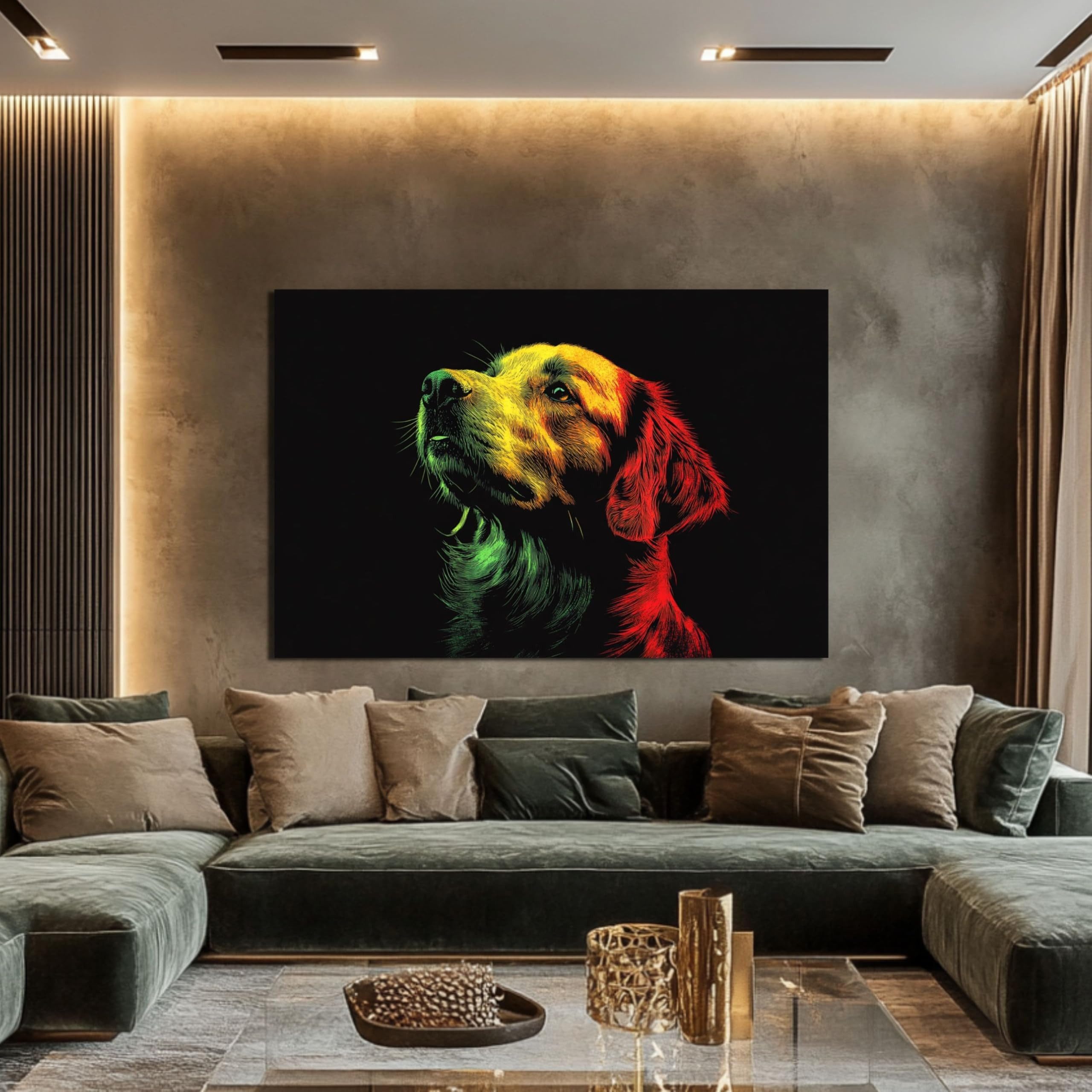 DARO Design Wandbild Hunde Pop Art Wandbilder Wand Deko Bilder Modern Leinwandbild, (Golden Retriever - Bild klein Wohnzimmer Schlafzimmer Büro Flur Esszimmer E – Bild 3 von 5