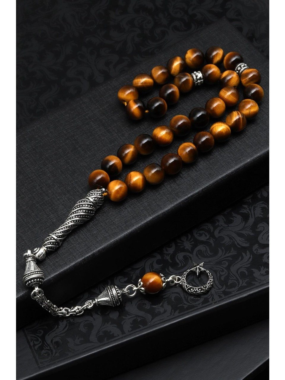 Nisan Ketten und Armband Set, Tigerauge Edelstein Tesbih Gebetskette, 925er günstig online kaufen