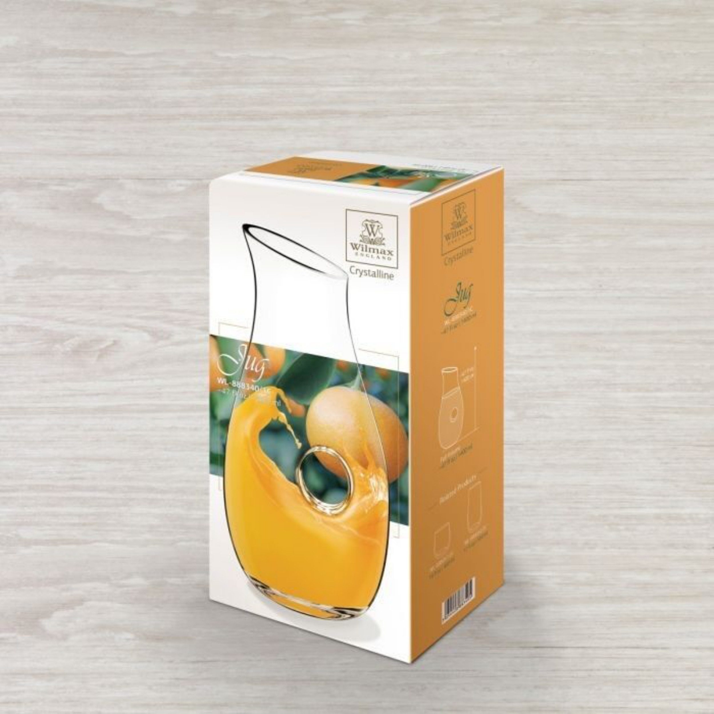 Wilmax England_Homtex Wasserkanne, Mundgeblasener Kristallkrug – 1400 ml, bleifrei, für Säfte und Wasser