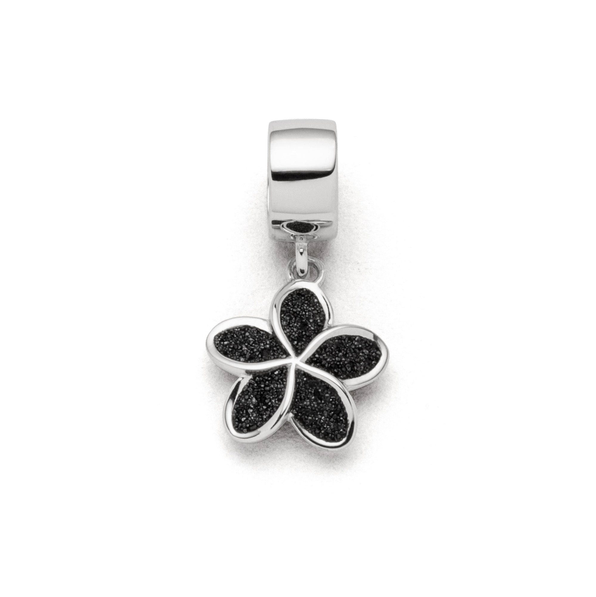 Bead DUR Schmuck: Charm "Plumeria Blüte" mit Lavasand F322