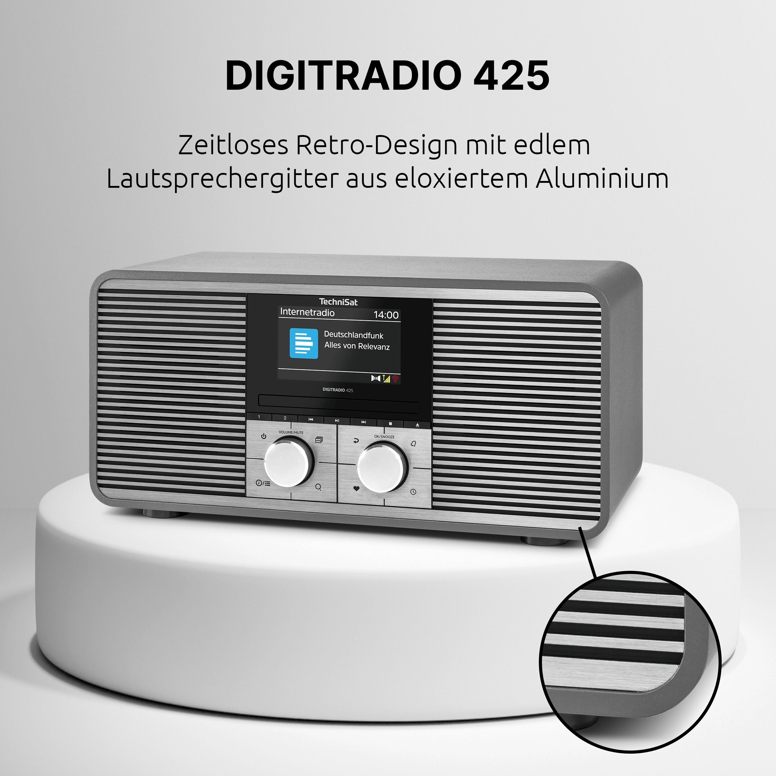 TechniSat DIGITRADIO 425 Internet-Radio (Digitalradio (DAB), Internetradio, FM-Tuner mit RDS, 40 W, CD, Bluetooth, WLAN, USB, AUX, Equalizer, Farbdisplay, App-Steuerung)
