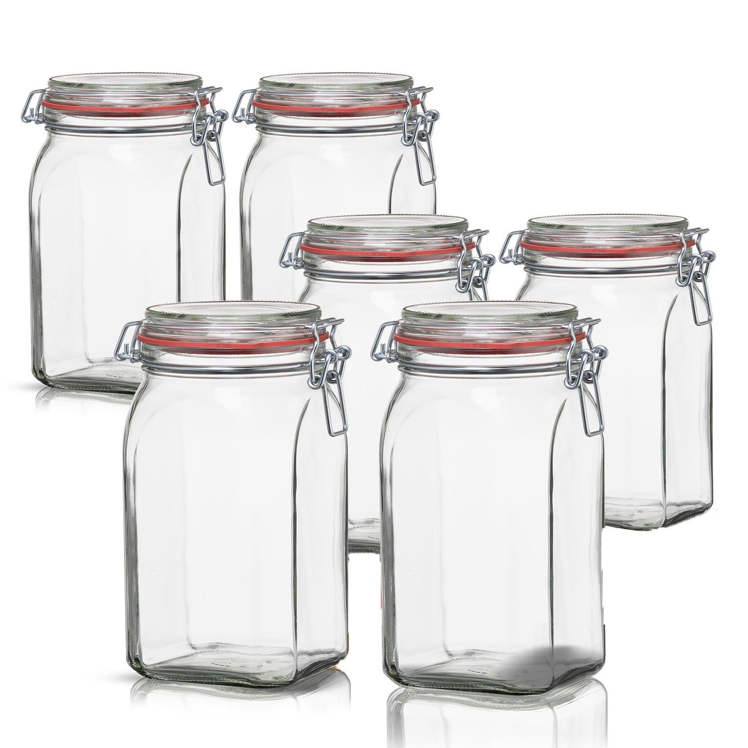 BigDean Einmachglas 6x Банки для хранения 1,1L Deckel & Bügelverschluss Made in Germany, Glas, (6-tlg)
