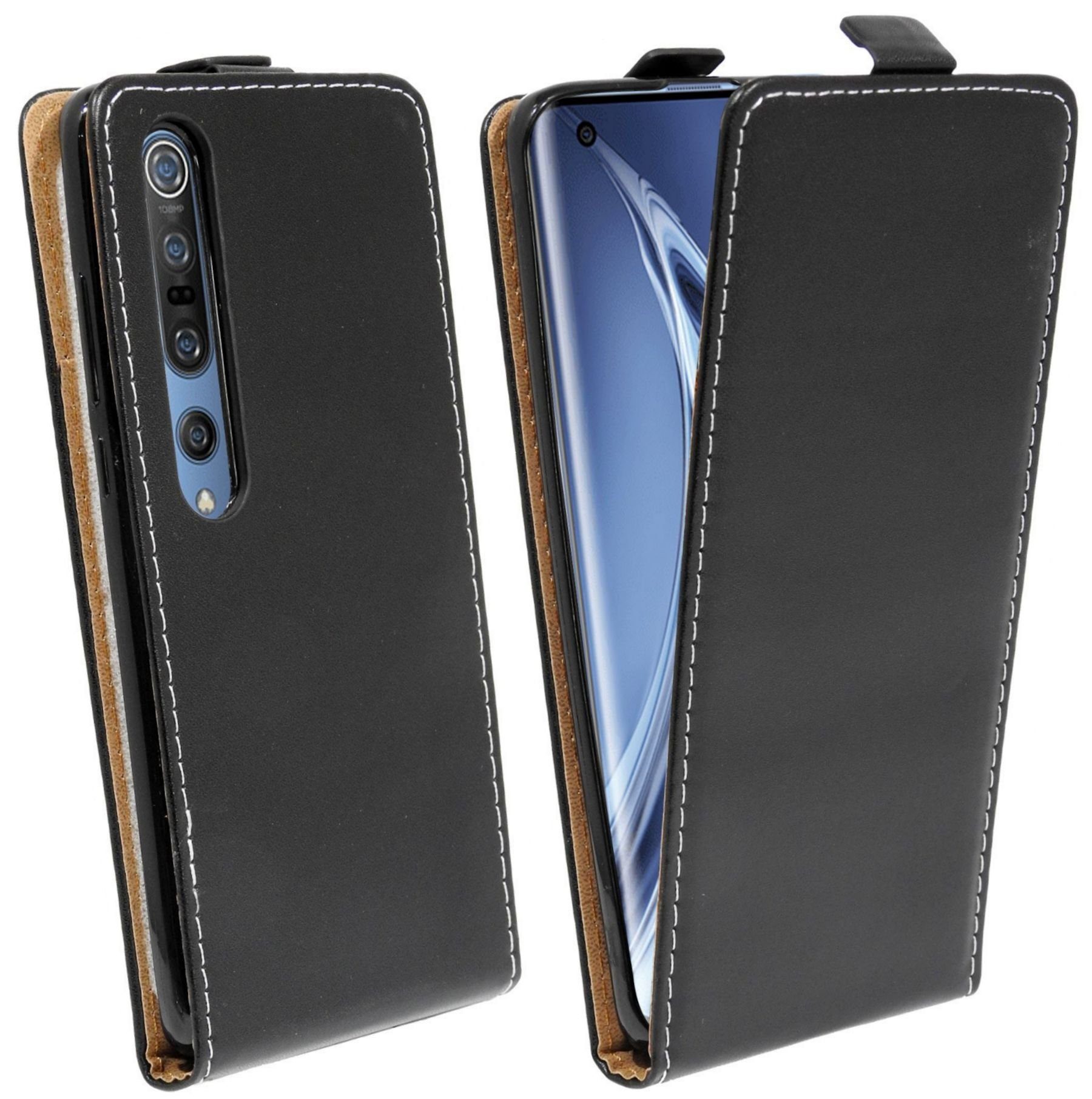 cofi1453 Handyhülle Flip Case für Xiaomi Mi 10 Pro, Schutzhülle Handy Flip Cover Klapptasche Schwarz