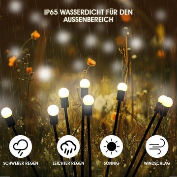 WILGOON LED Solarleuchte Solar-gartenlichter Außen 8 LED, 2 Stück Solarlampen für Außen Garten, LED fest integriert, Warmweiß, Swinging Garten Lichter Wasserdicht, Glühwürmchen Solarleuchten