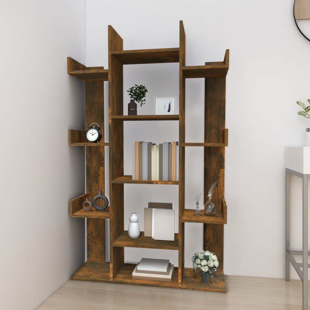 furnicato cm Holzwerkstoff 86x25,5x140 Bücherregal Räuchereiche