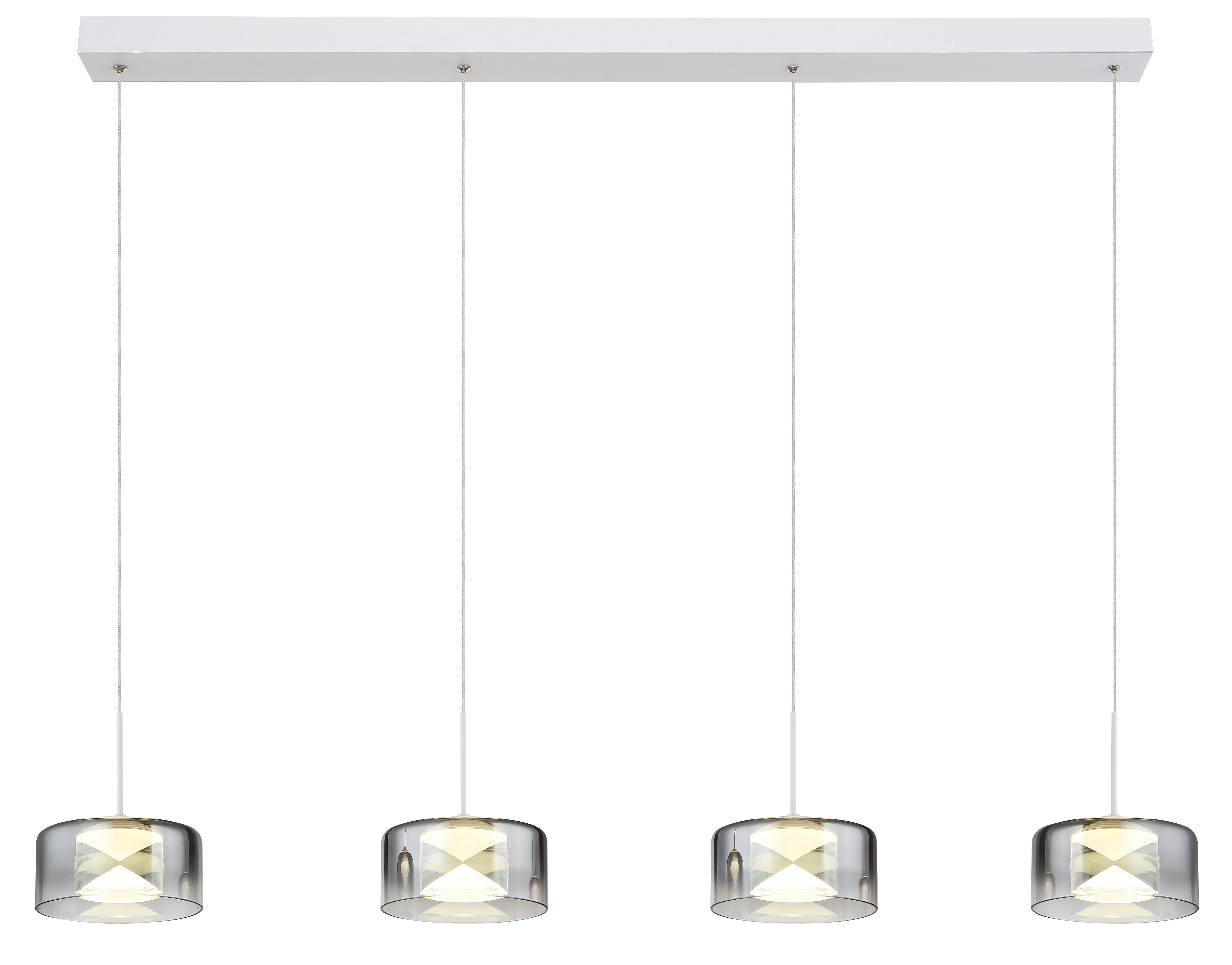 GLOBO LIGHTING Hängeleuchte BELINDA, LED fest integriert, Warmweiß, Hängeleuchte Weiß, Rauchglas, E27, höhenkürzbar