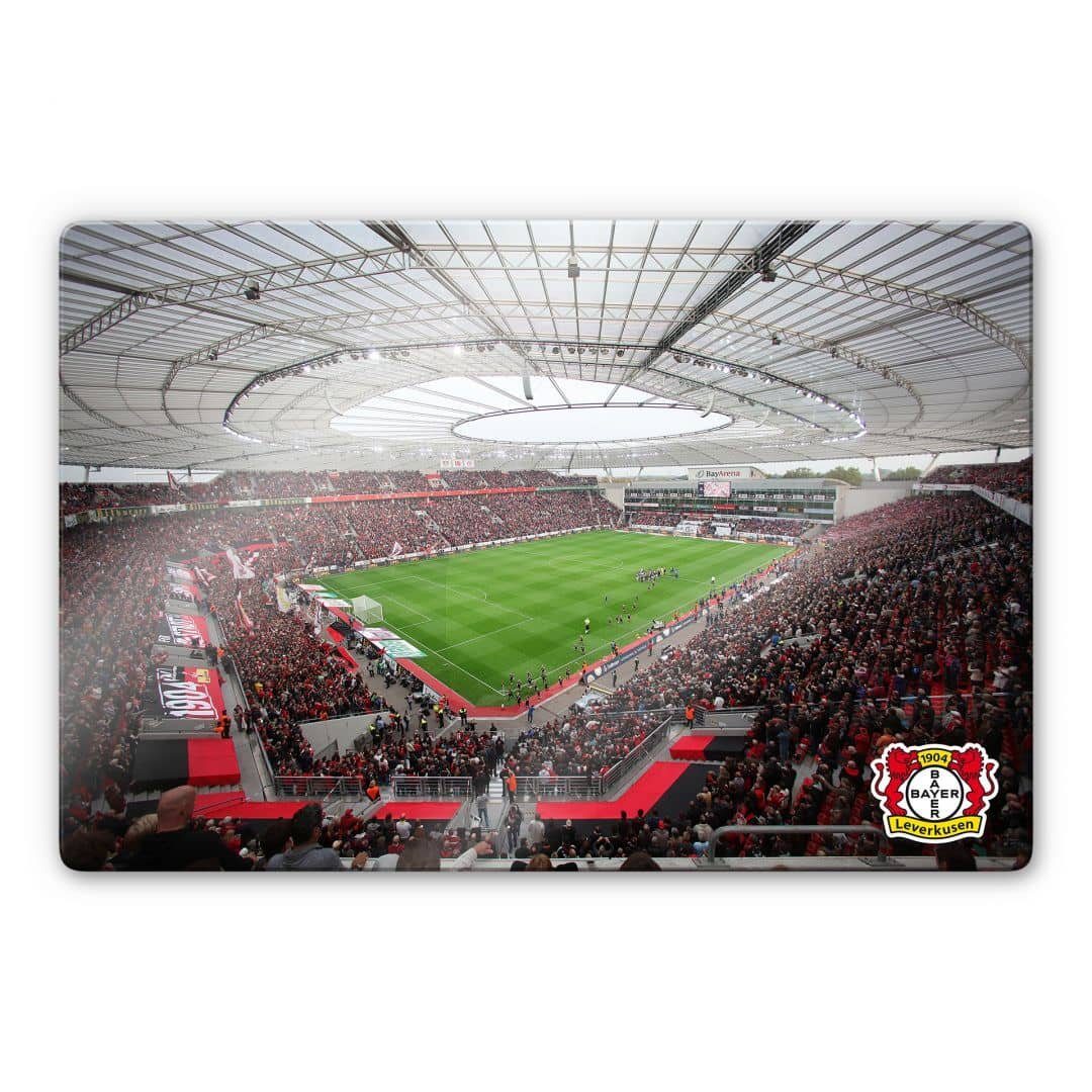 Bayer 04 Leverkusen Gemälde Fußball Stadion, Leverkusen Bay Glasbild Bilder Deko Modern Arena Sportverein
