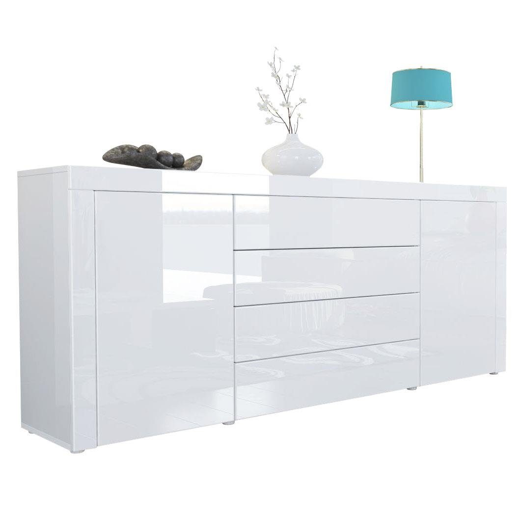 Vladon Sideboard La Paz V1 (Kommode, mit 2 Türen und 4 Schubladen), Weiß Ho günstig online kaufen