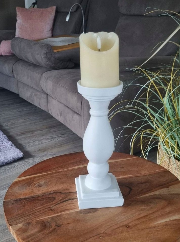 Ambiente Haus Kerzenständer Kerzenständer aus Polyresin - weis 26cm (1 St)