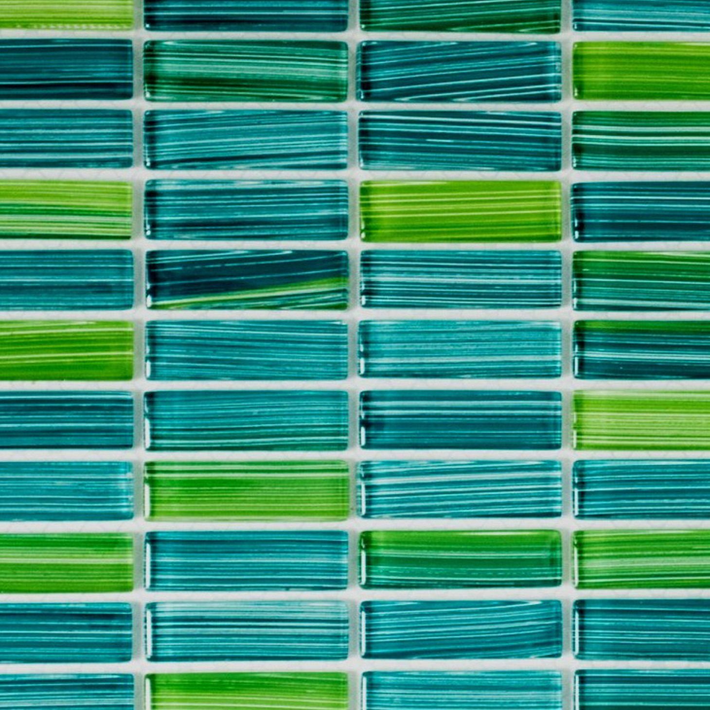 Mosaikfliese Stäbchen grün Glasmosaik Flaschen Mosani Style Mosaikfliesen türkis