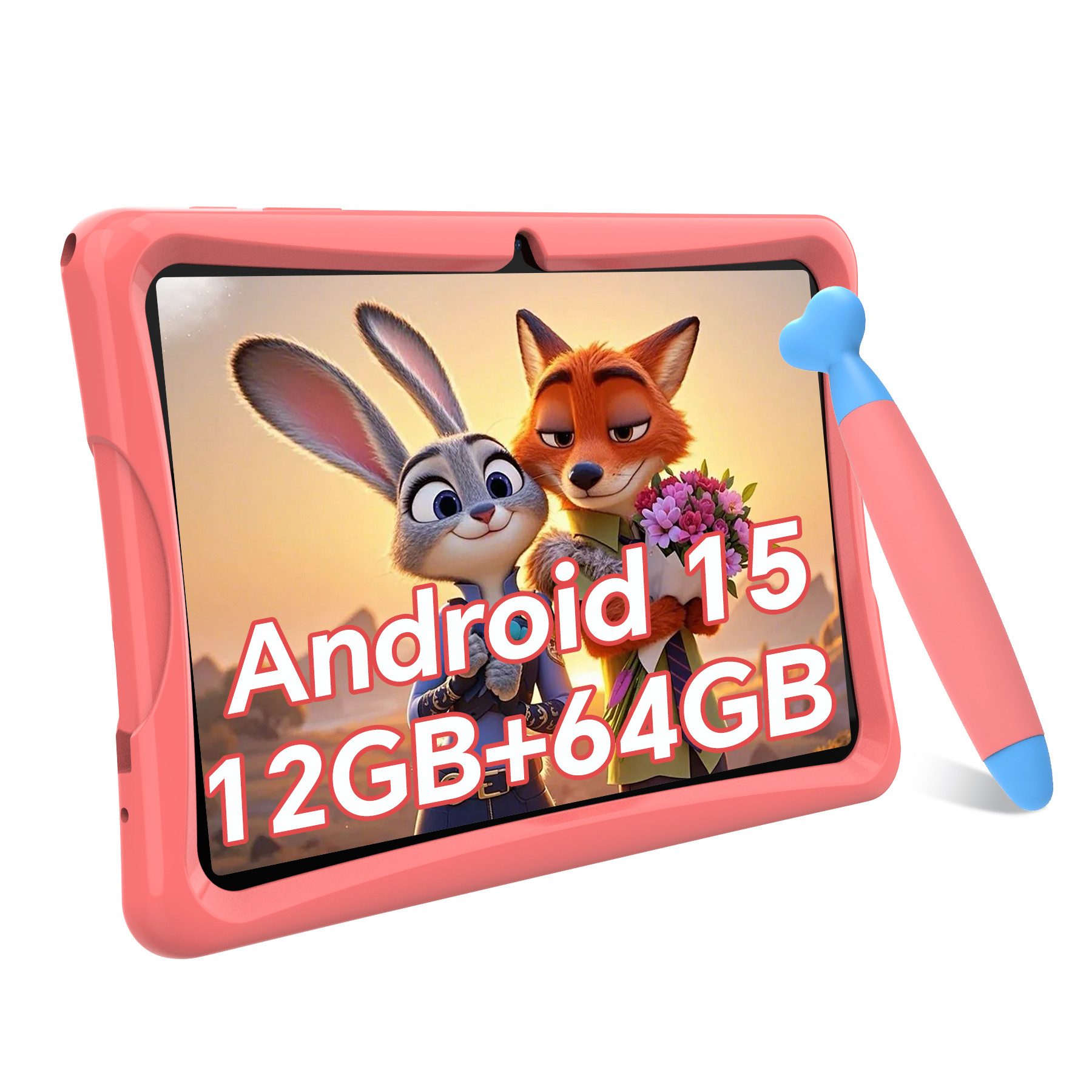 TABWEE K10 kids tablet 10" Tablet (64 GB, Android 15, 5G wifi, Android 15, Google Kids Space, Gemini AI, mit Stift)