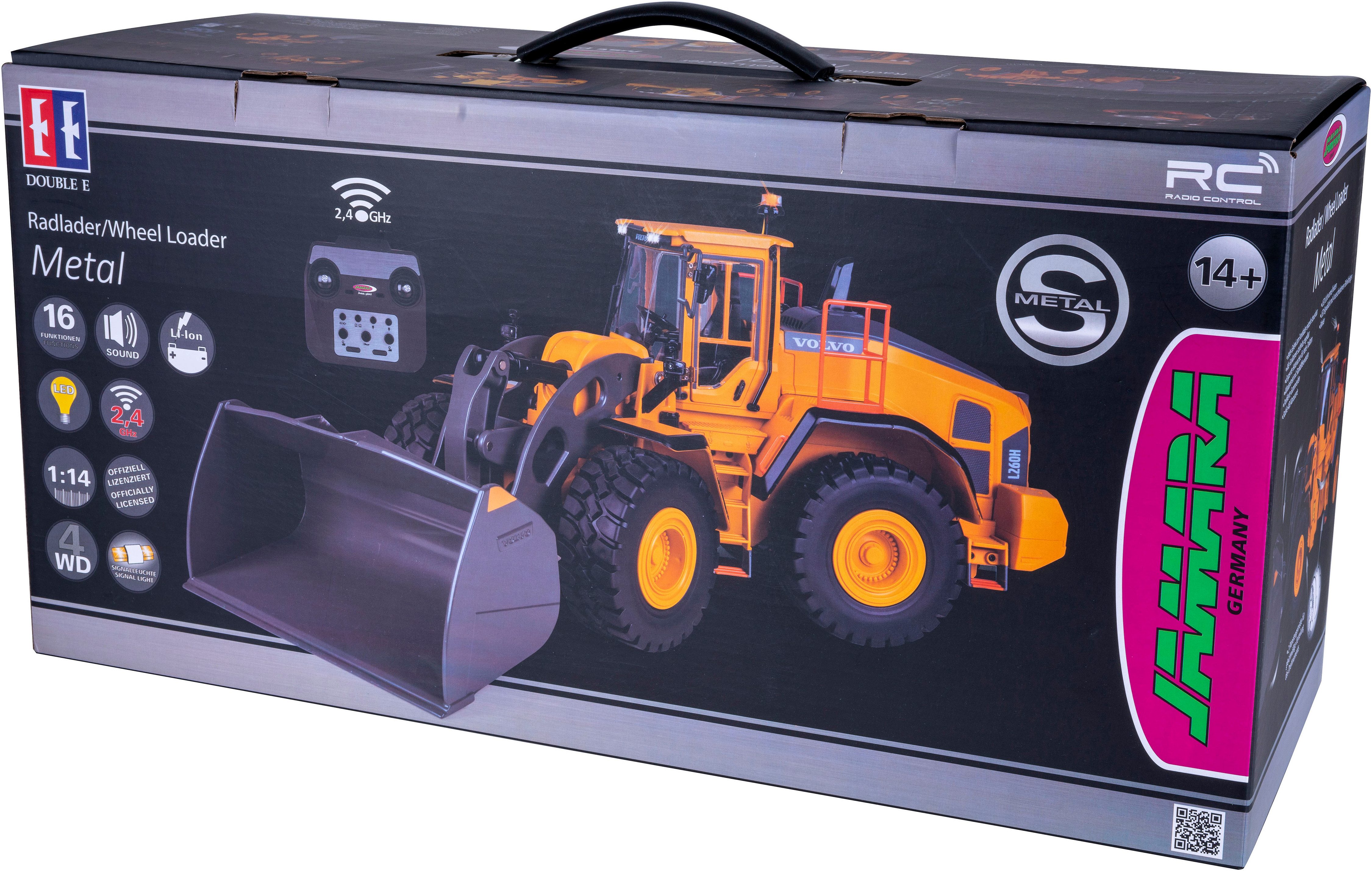 Jamara RC-Bagger Radlader Volvo L260H Metal 2,4GHz, LED-Licht; Maßstab 1:14