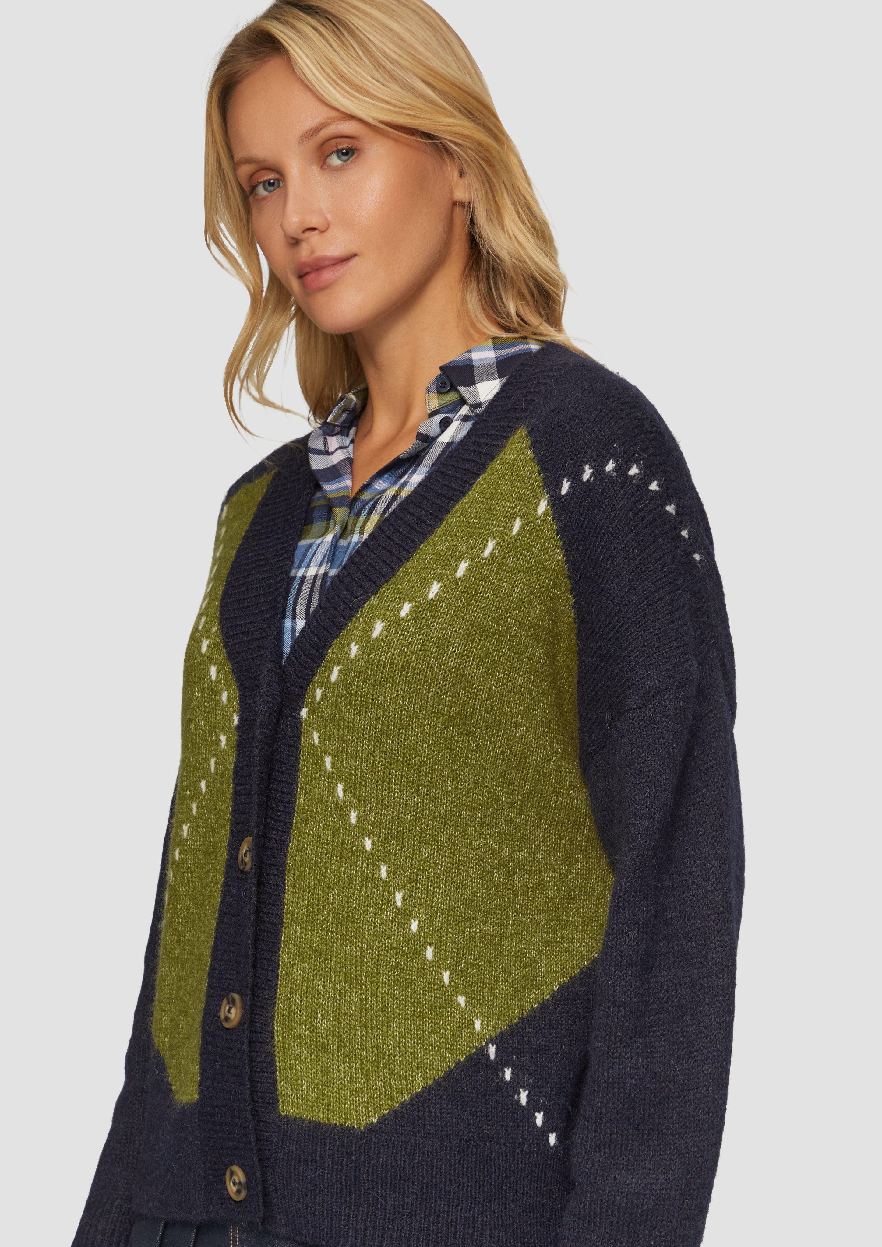 s.Oliver Strickjacke Oversized Wollmix-Strickjacke mit Argyle-Muster günstig online kaufen
