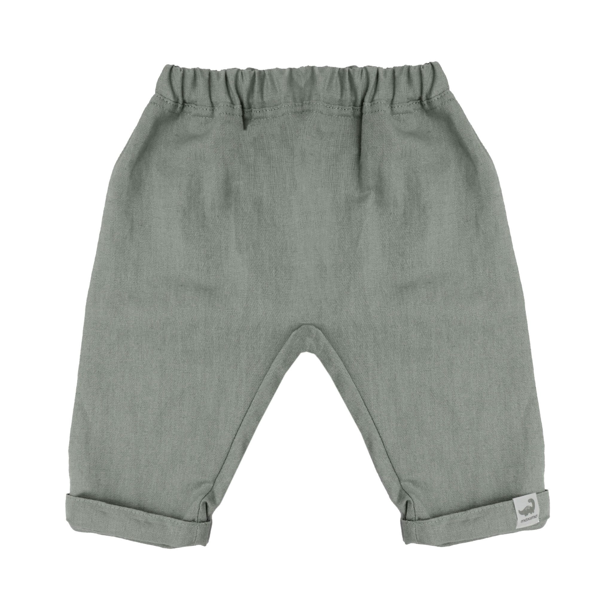 Stoffhose GOTS BABY-Krempelhose, uni Leinenoptik