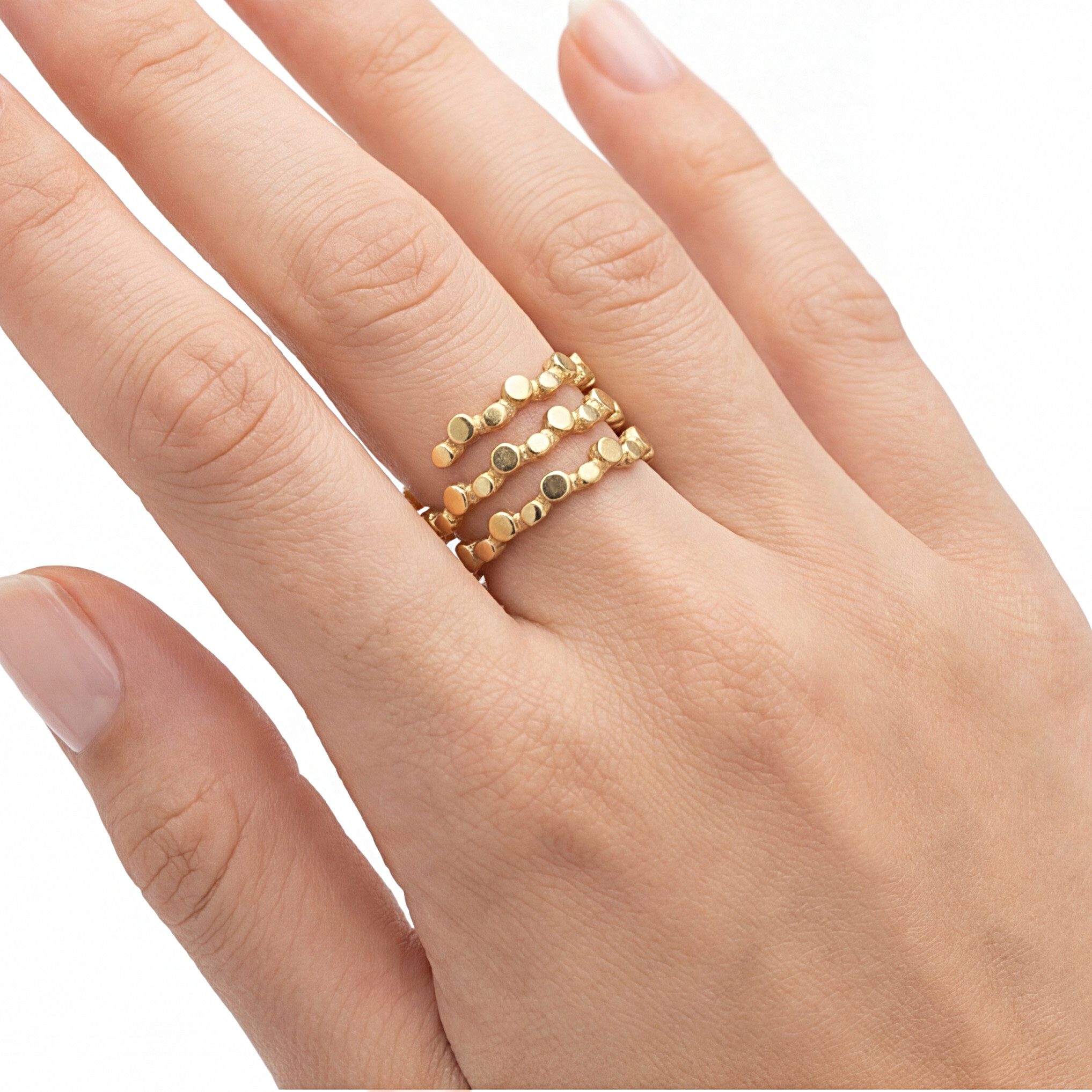 Villa Sorgenfrei Schmuckmanufaktur Fingerring Spiral Statement Ring vergoldeter Edelstahl