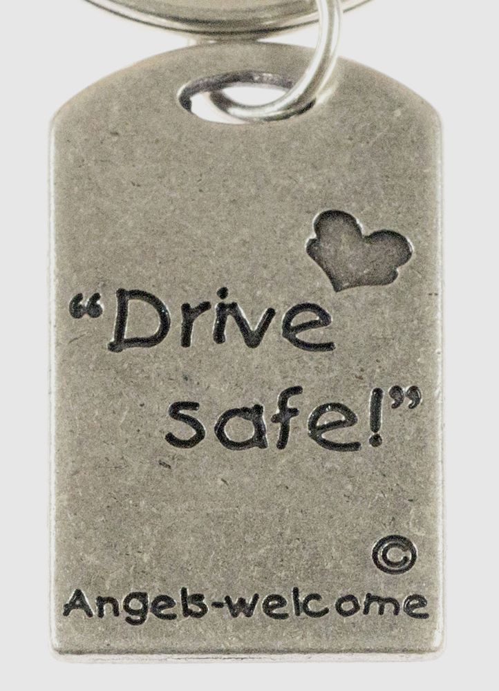 Paletti Schlüsselanhänger Schlüssel-Anhänger am Ring versilbert Schutzengel " Drive Safe "