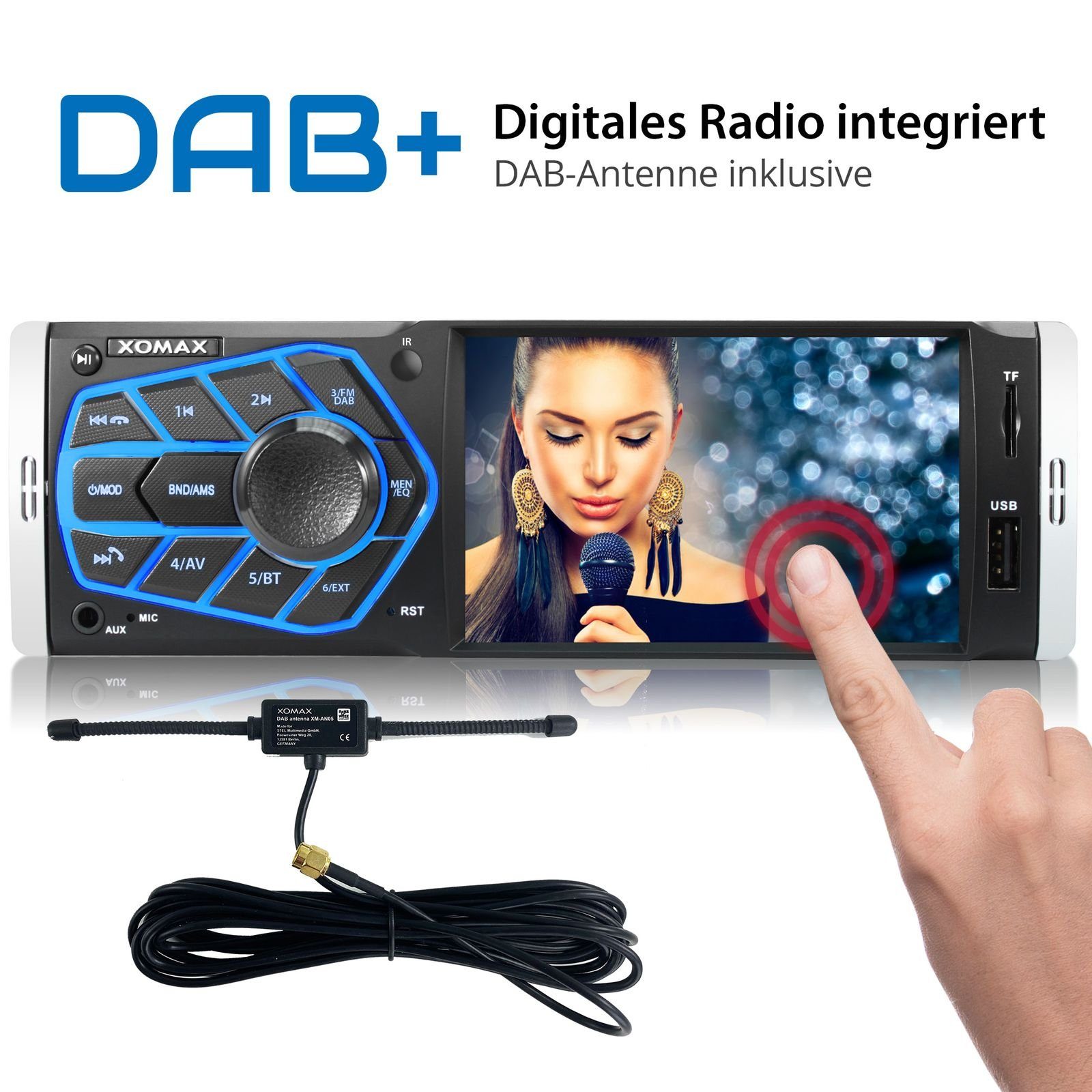 XOMAX XM-V418 Autoradio mit DAB plus Touchscreen Bildschirm