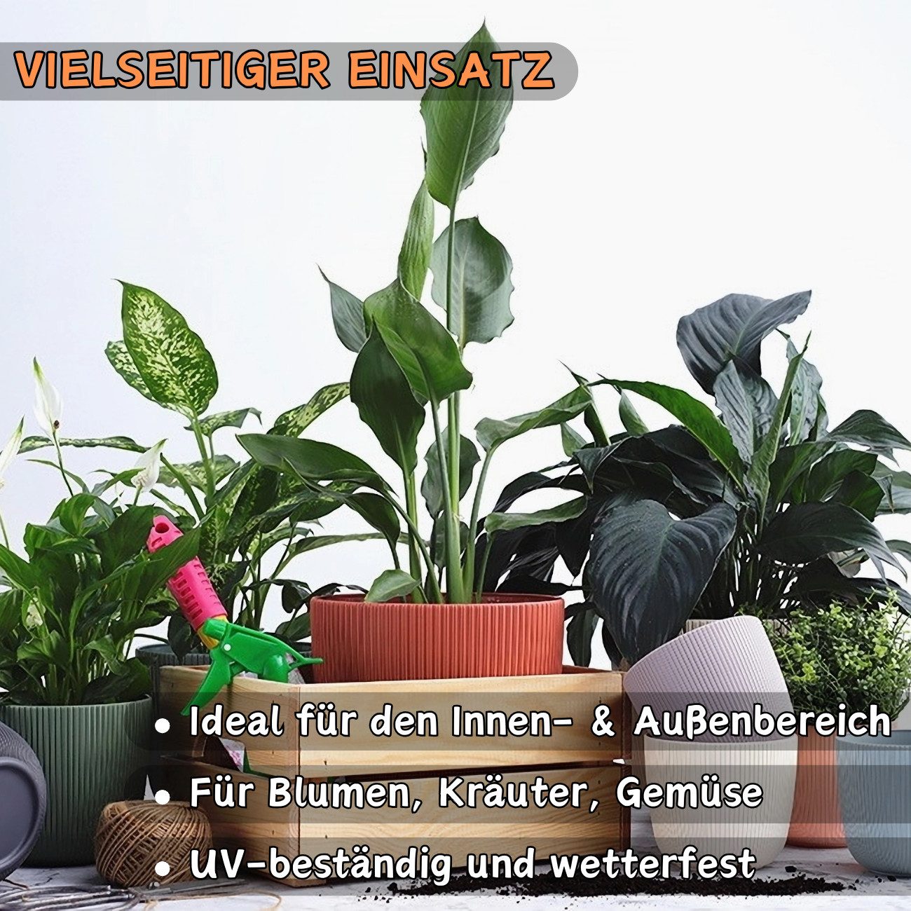 Engelland Blumentopf Pflanztopf mit Drainagesystem (Vorteils-Set, 1 St., robuster PP-Kunststoff), Rillenoptik, UV-resistent, Drainagesystem, direkte Bepflanzung