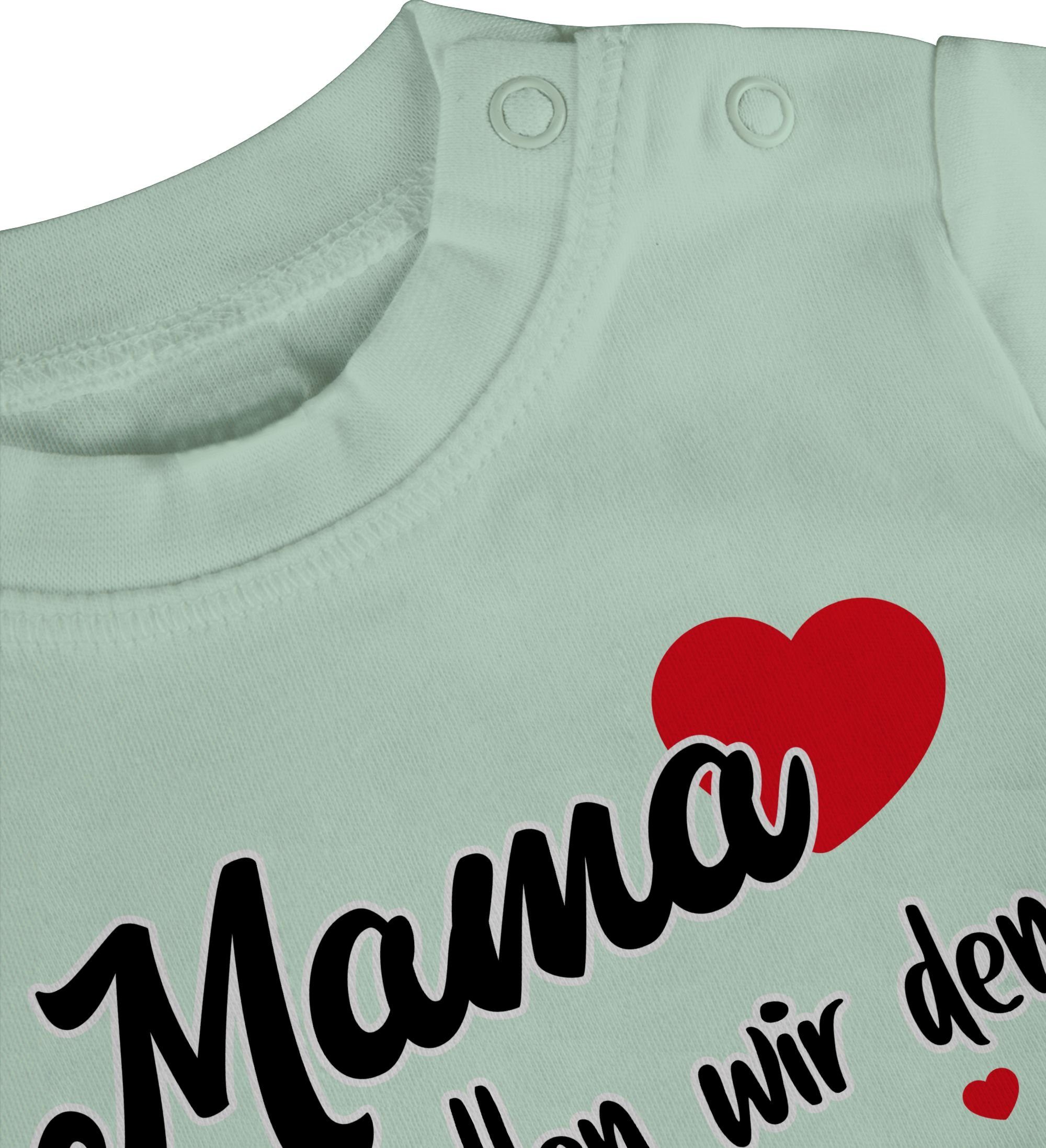 Shirtracer T-Shirt Mama wollen wir heiraten - Heiratsantrag Papa Hochzeit - Baby 2 Mintgrün