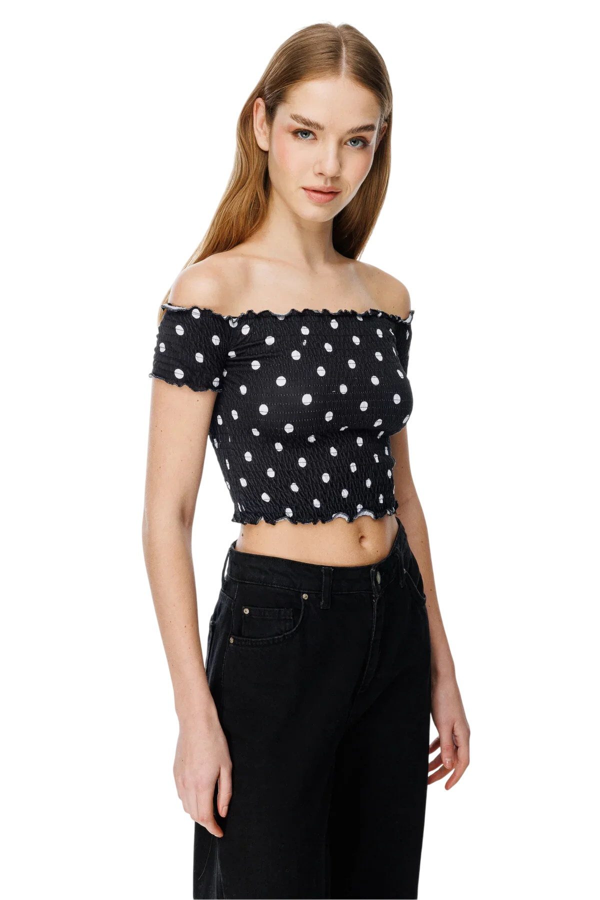 Alexa Dash Blusentop Kurze Bluse mit Polka-Dots