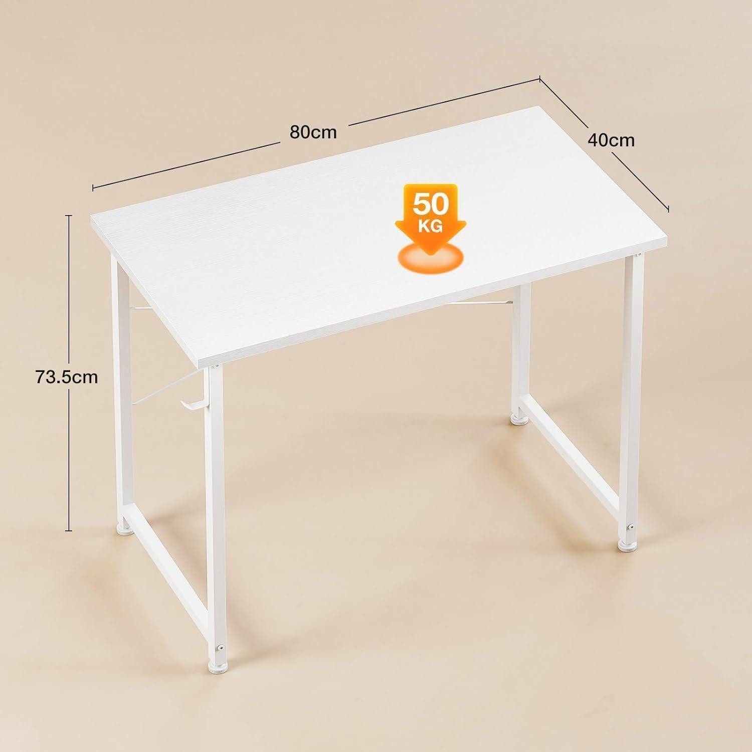 LuxusKollektion Computertisch Schreibtisch kleiner Computertisch Kopfhörerhalter Holz Weiß 80×40cm