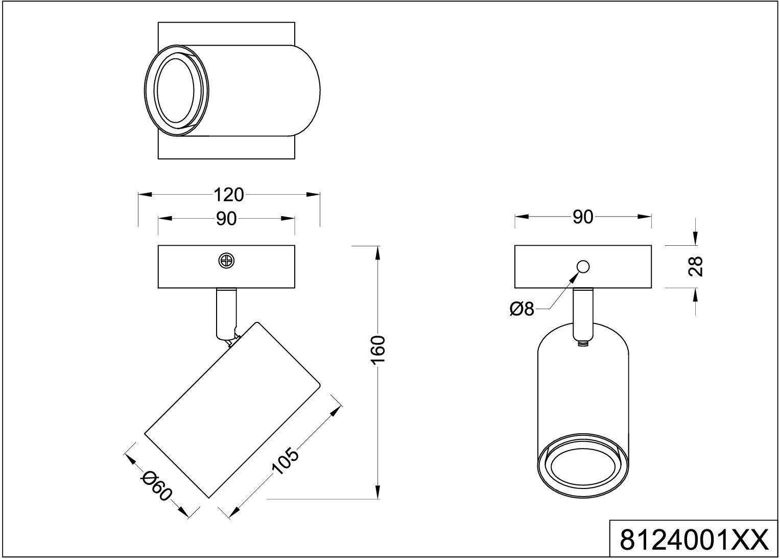 Holz Leuchtmittel, Wand-und Deckenspot Stecker Marley, o. TRIO Leuchten per ohne Baldachin Deckenmontage Fest-Anschluss,