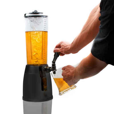 Goods+Gadgets Getränkespender 4,0L Biertower Zapfsäule, Biersäule Trinksäule Getränkesäule mit Eiskühlung