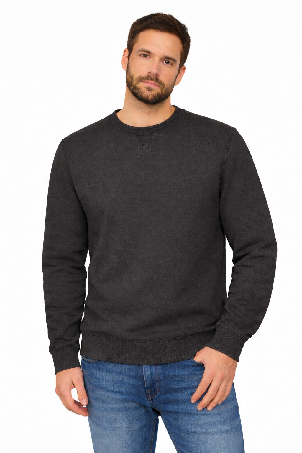 Smith & Solo Sweatshirt Herren, Pullover Baumwolle Loose Fit, Langarm, unifarben