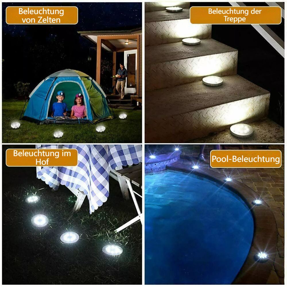 QUBEBU LED Solarleuchte Wasserdicht Led Solar Gartenleuchten, 20 LEDs Solar günstig online kaufen