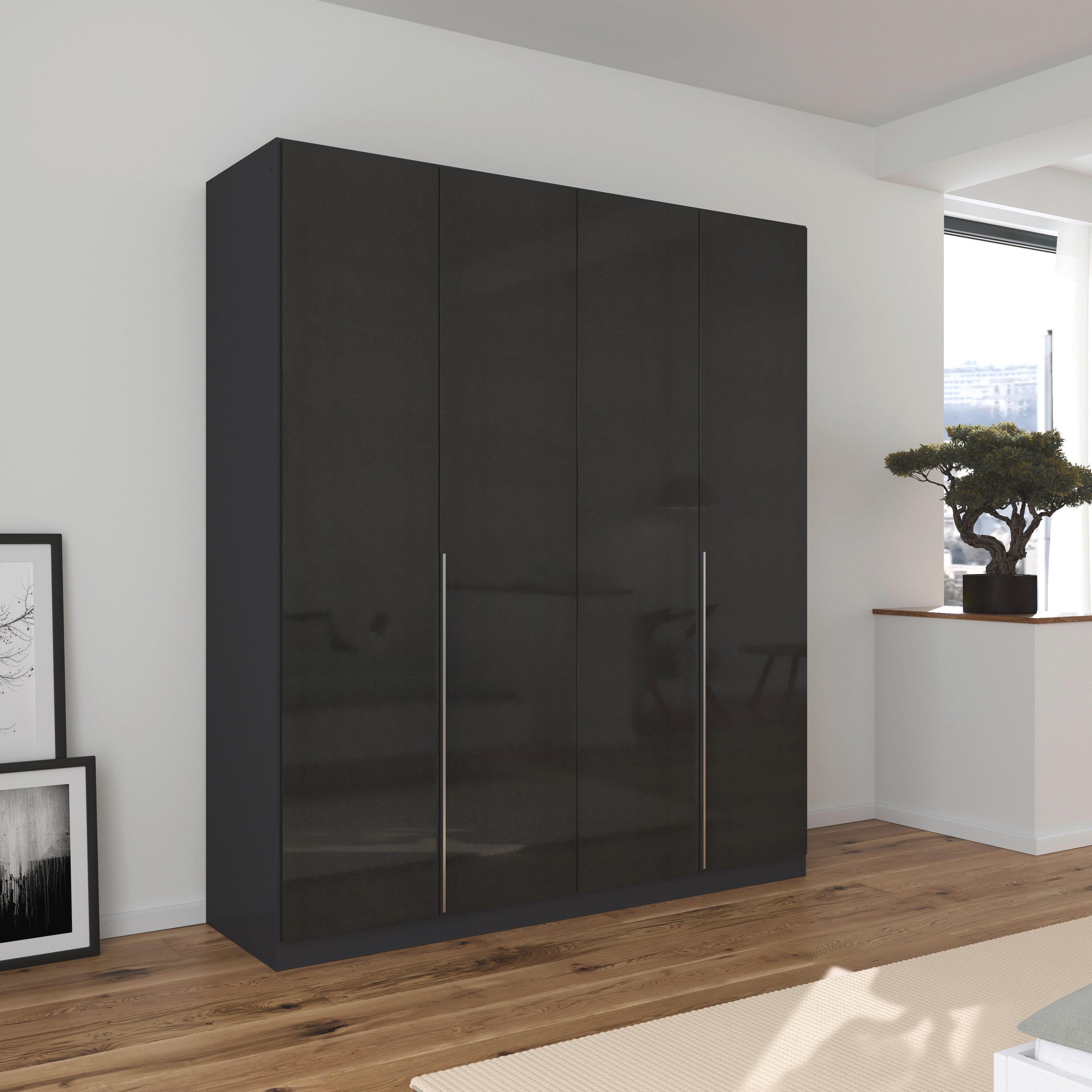 OTTO home Drehtürenschrank Kleiderschrank Schrank Garderobe AGORDO TOPSELLER Schlafzimmer (in zwei Griff-Farben, Breiten 91-405 cm, Dekor- oder Hochglanzfront) durchdachte Innenausstattung, in 8 Breiten und 2 Höhen MADE IN GERMANY