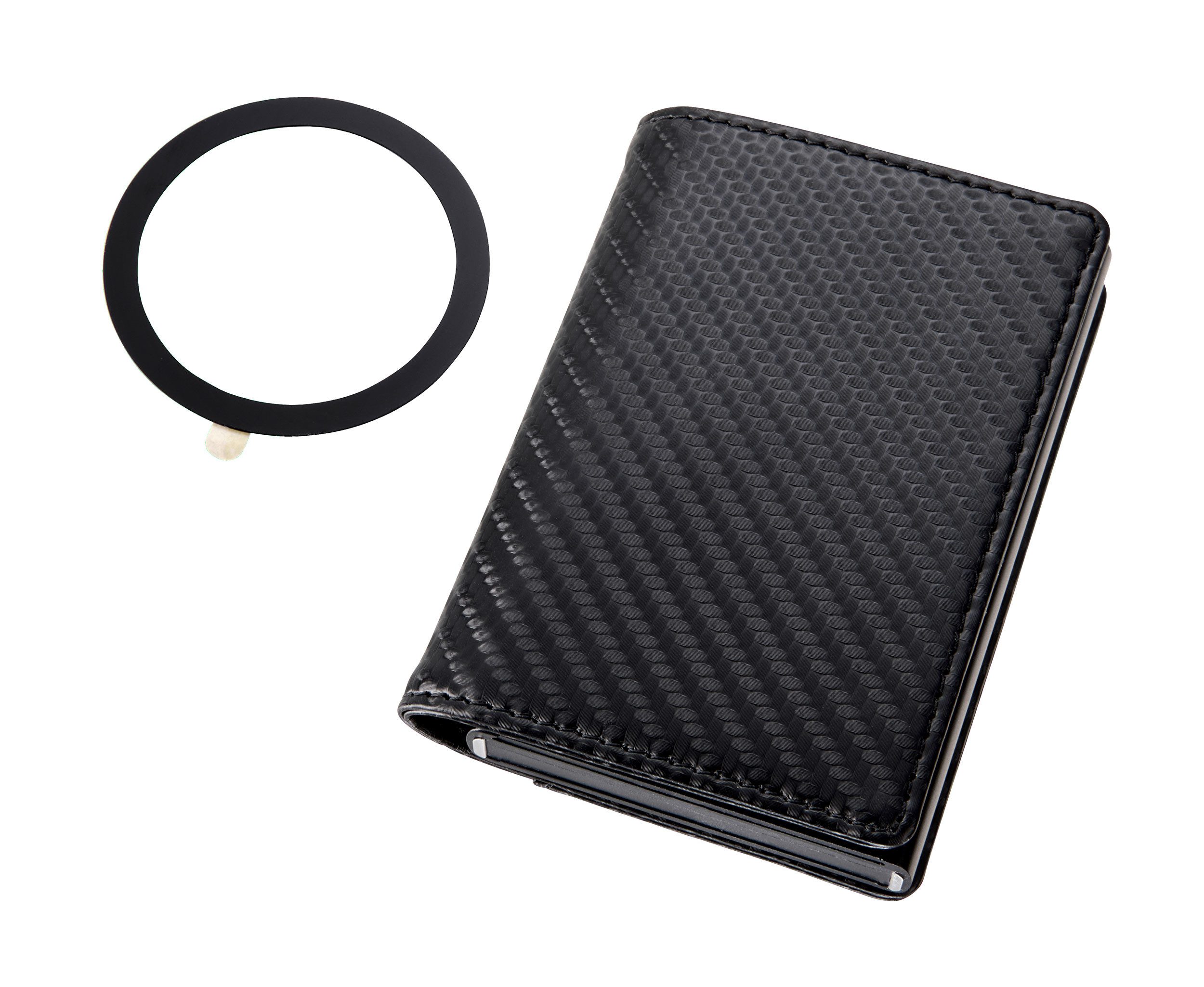 TROIKA Smart-Wallet SHERLOCK HOME, 2-in-1 mit MagSafe & RFID Datendiebstahl-Schutz (1-tlg), aus Metall & Kunstleder in Carbon Optik, für 6 Karten & Scheine