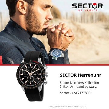 Sector Chronograph Sector Herren Armbanduhr Chrono, (Chronograph), Herren Armbanduhr rund, mittel (36mm) Silikonarmband schwarz, Elegant