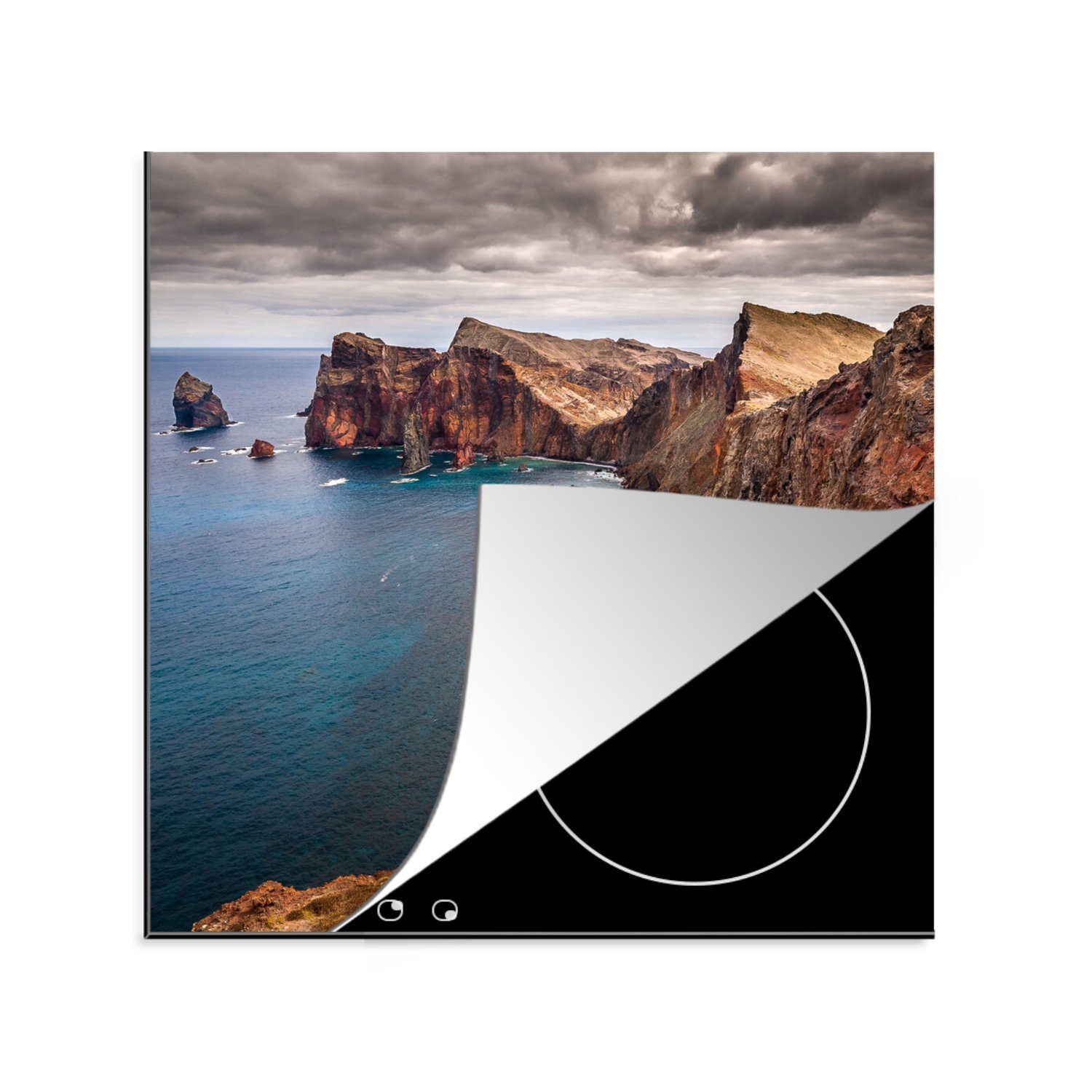 MuchoWow Herdblende-/Abdeckplatte Portugal - Küste - Madeira, Vinyl, (1 tlg), 78x78 cm, Ceranfeldabdeckung, Arbeitsplatte für küche