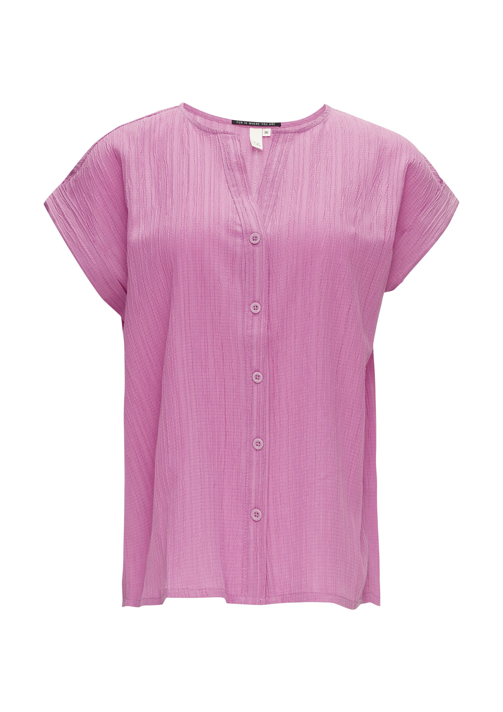 QS Kurzarmbluse Bluse Oversize-Bluse mit Strukturmuster günstig online kaufen
