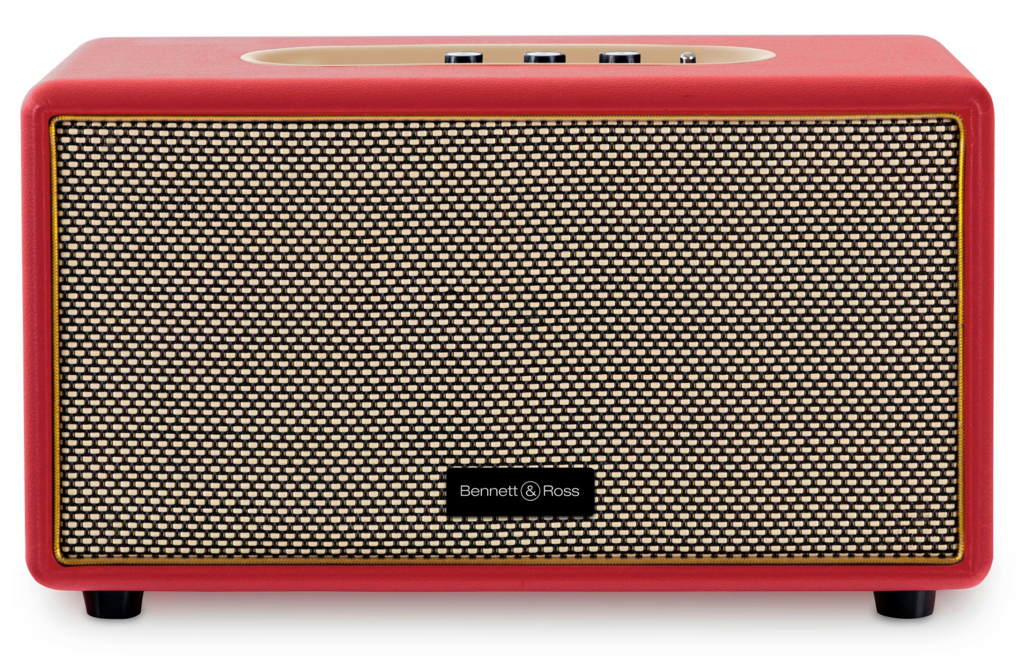 Bennett & Ross in (60 Lautsprecher W, Bluetooth Stereoanlage Retro Blackmore BB-860 Lederoptik) Rot