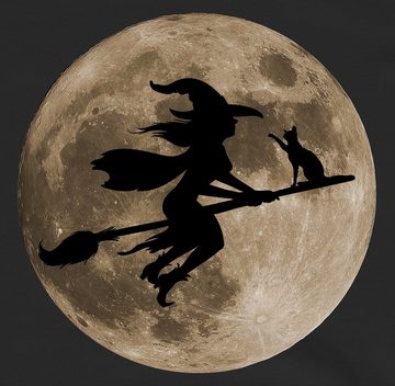 Shirtracer Sweatshirt Hexe Halloween Hexen auf Besen Vollmond Katze Witch Mond Halloween Kostüme für Kinder