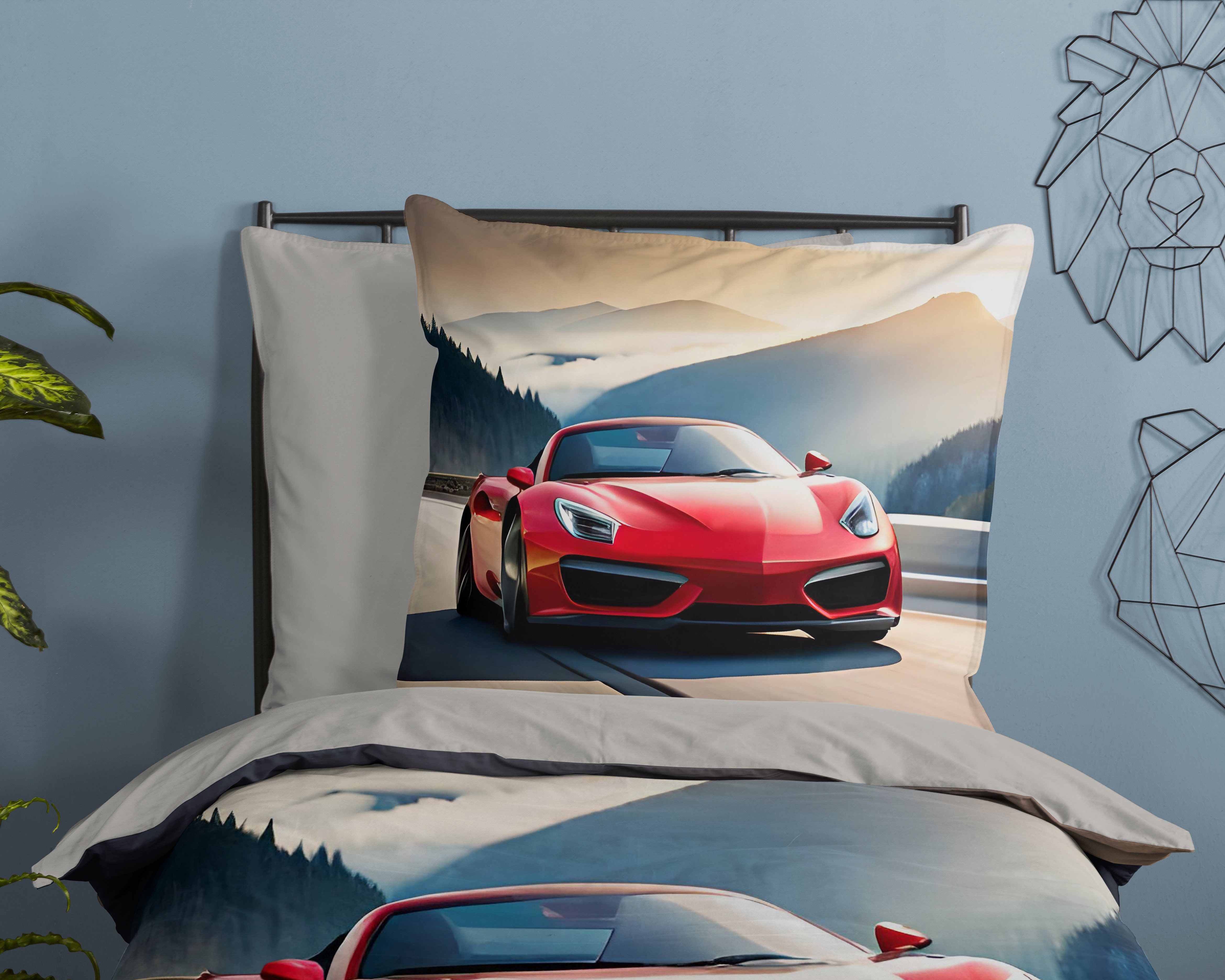 good morning Babybettwäsche Cabrio, Renforcé, 2 teilig, Baumwolle, Renforcé, 135x200, 2 Teilig, Wendeoptik, Kind, Junge, Auto